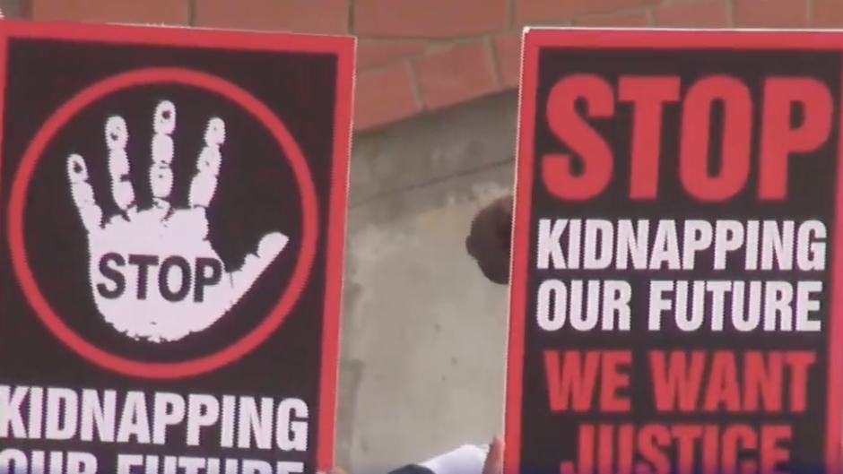 East London community members protesting against kidnappings.