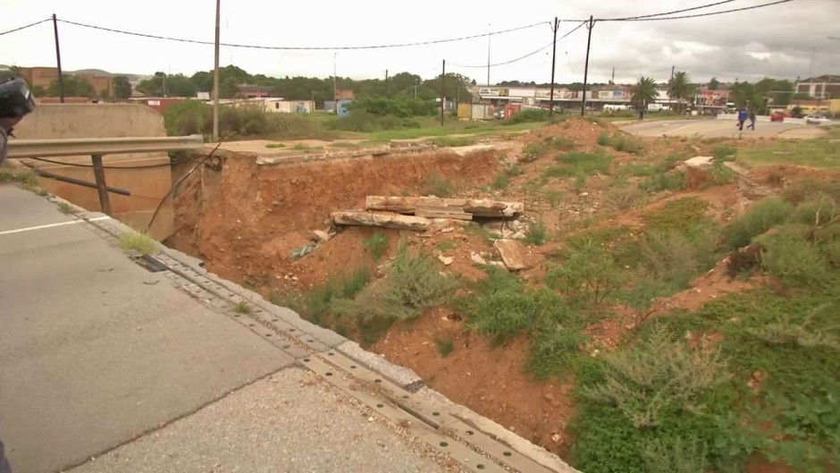 The damaged bridge in Kwanobuhle that is yet to be rebuilt.