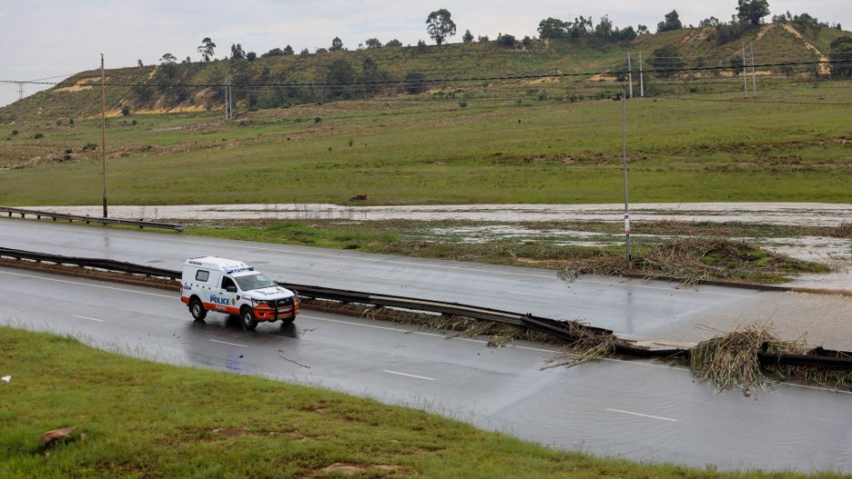 File: A JMPD vehicle blocking a flooded road. Papi Morake/Gallo Images via Getty Image