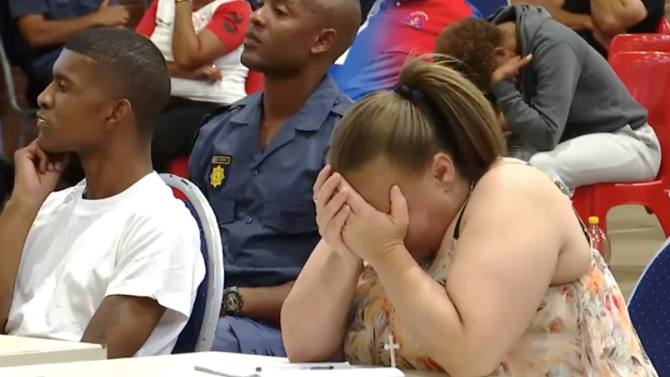 Kelly Smith crying in court.