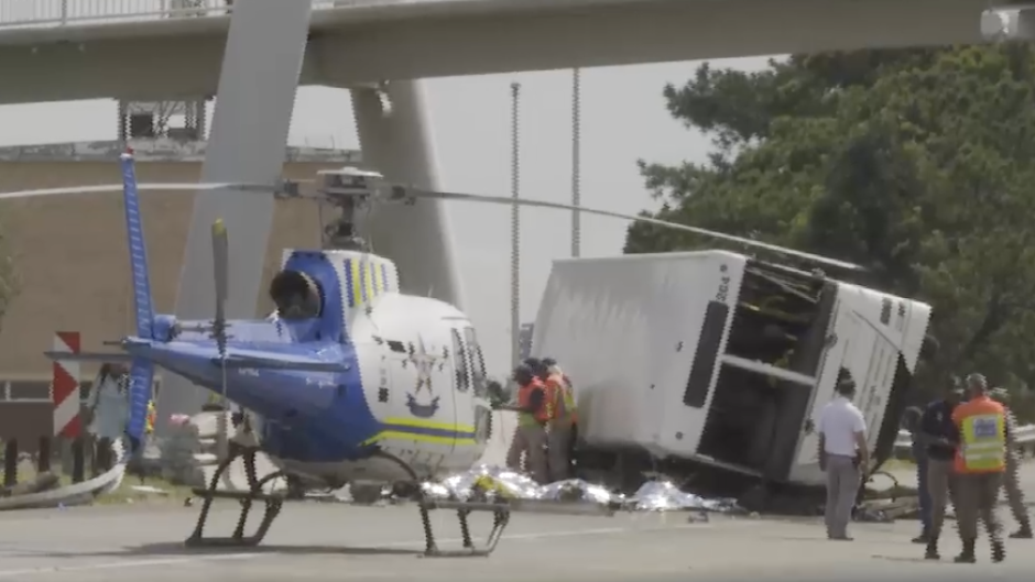 The scene of the bus crash on the R21.