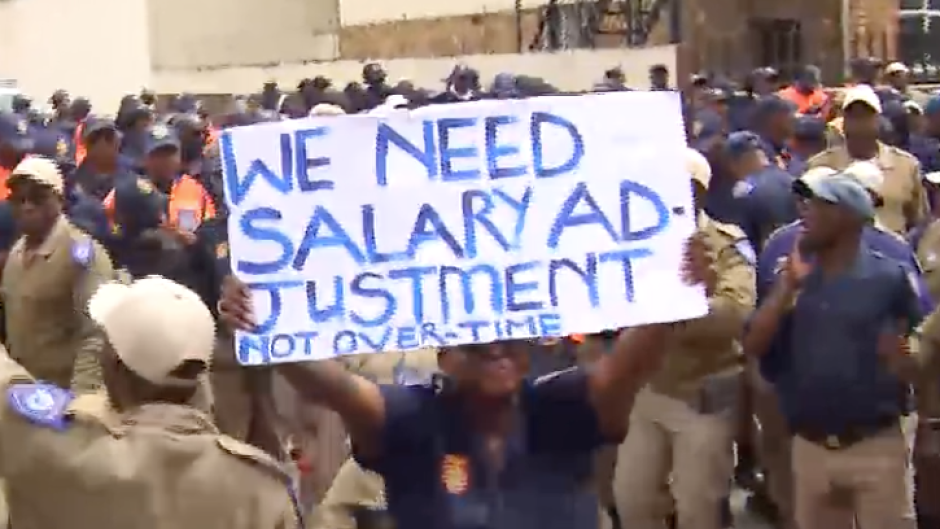 The EMPD protest is linked to salary adjustments and overtime cuts. 