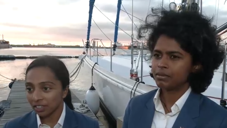  two female Indian Navy officers have embarked on an expedition to sail more than 23,400 nautical miles in just eight months/ eNCA