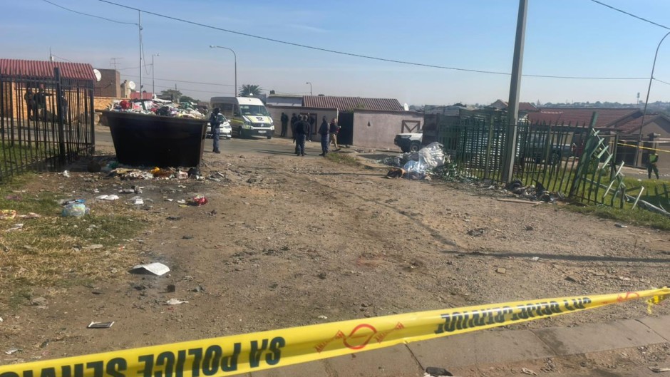 Police on the scene of the protest in Diepkloof. eNCA/Heidi Giokos