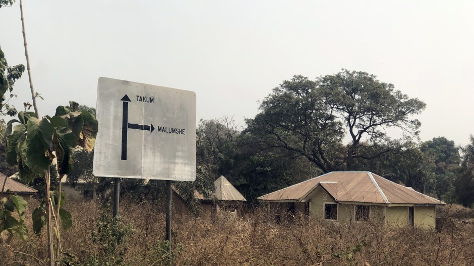 A general view of a signpost at Manga in Taraba State which borders Nigeria and Cameroon. AFP/Kola Sulaimon