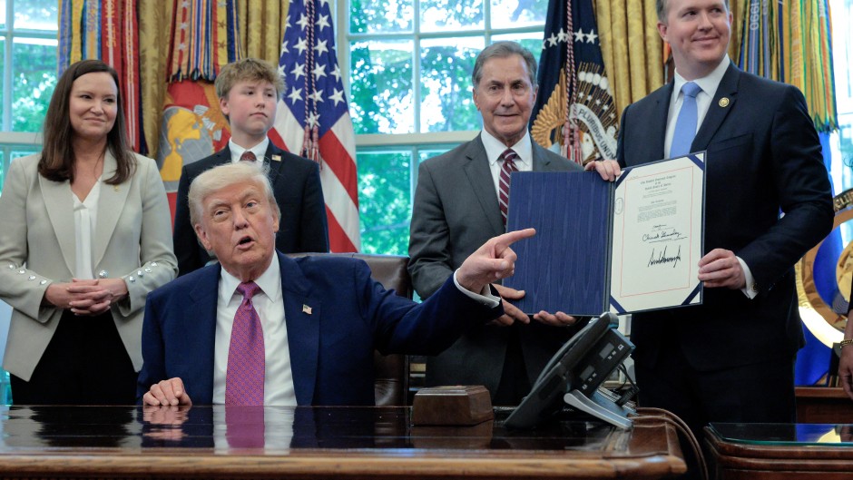 US president Donald Trump signed Congressional resolutions into law in the Oval Office at the White House. Chip Somodevilla/Getty Images/AFP