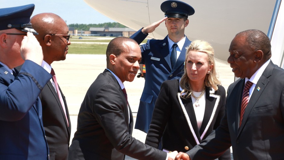 President Cyril Ramaphosa meeting delegates in Washington. GCIS