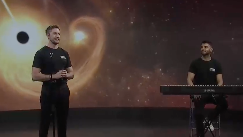 Physicist Dr Luca Pontiggia and composer Yasheen Modi.