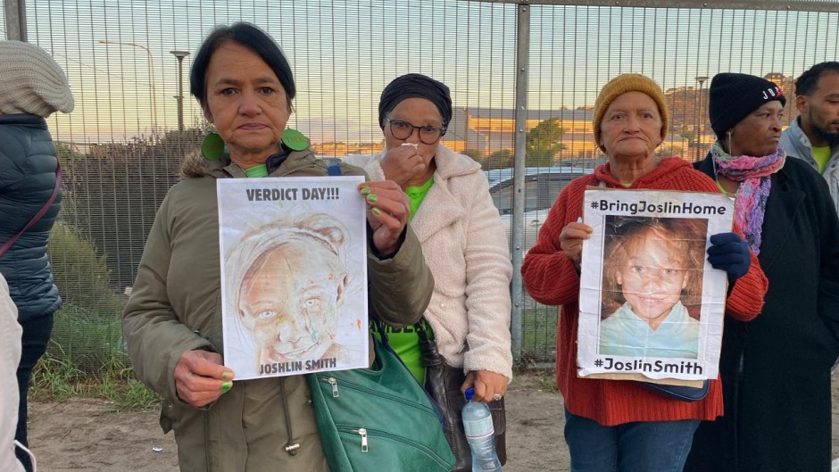 The community of Saldanha Bay outside court during the Joshlin kidnapping case