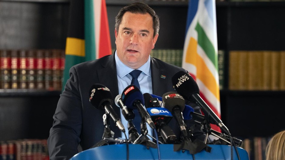 DA leader John Steenhuisen during a press conference in Cape town