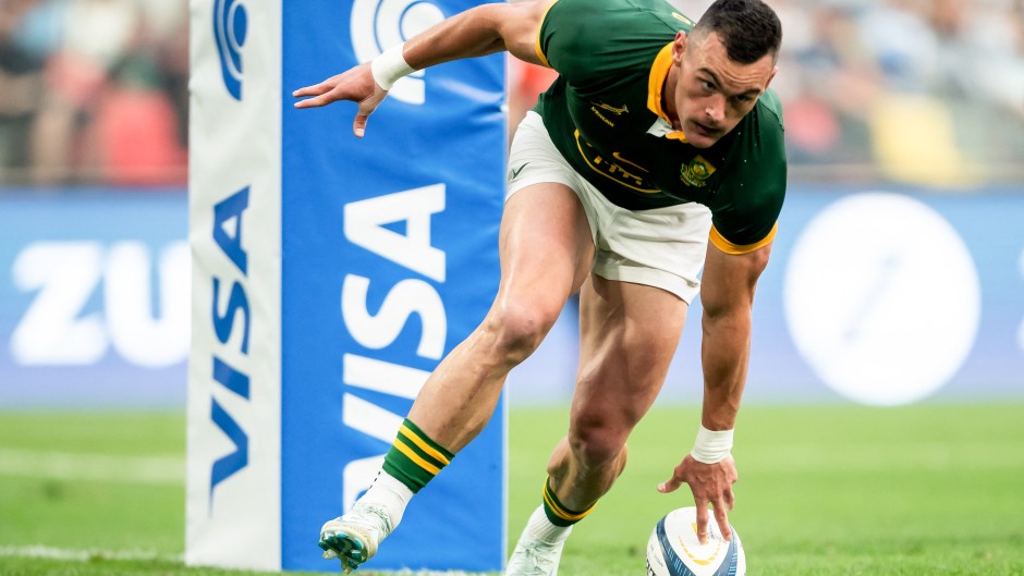 File: Springboks centre Jesse Kriel scores a try. AFP/Geronimo Uranga