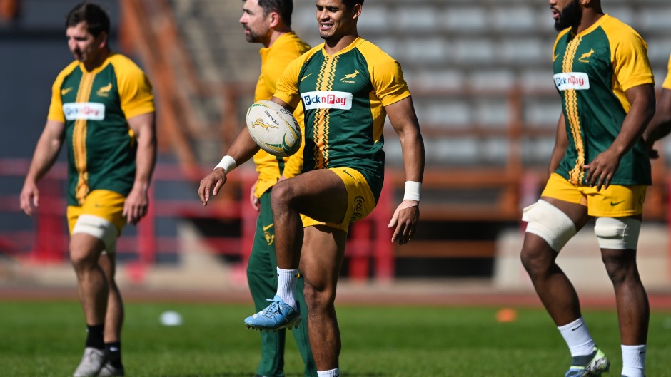 Sacha Feinberg-Mngomezulu during a Springboks training session. BackpagePix/Alche Greeff