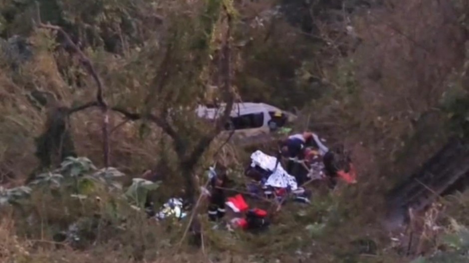 A taxi carrying 17 passengers veered off the road trying to avoid another vehicle. Supplied/ALS Paramedics