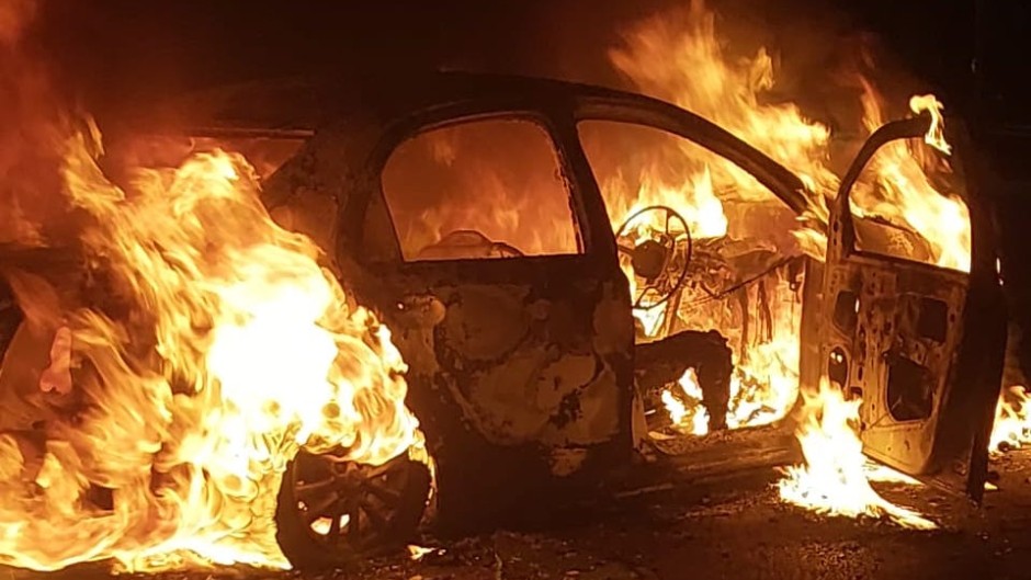 Torched vehicle