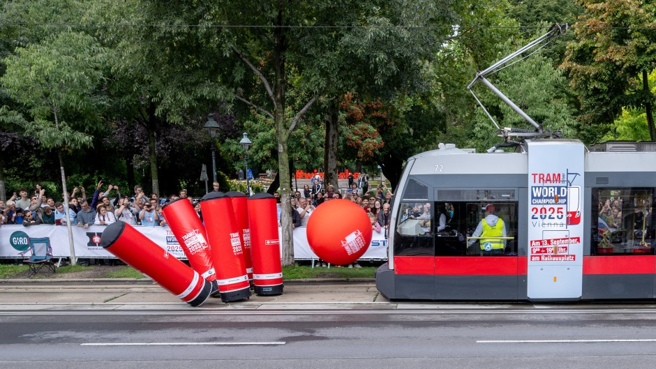 One of the audience favourites was tram bowling. AFP/Joe Klamar