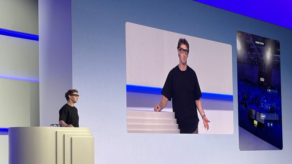 Meta CEO Mark Zuckerberg speaks as he presents the new Meta Ray-Ban Display. AFP/Benjamin Legendre