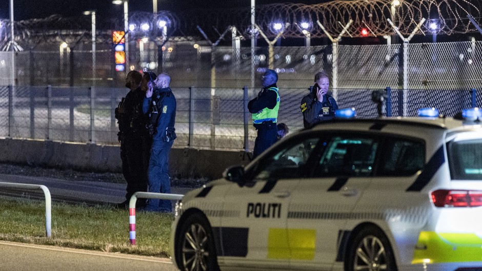 Danish police are seen at Copenhagen Airport. Steven Knap/Ritzau Scanpix/AFP