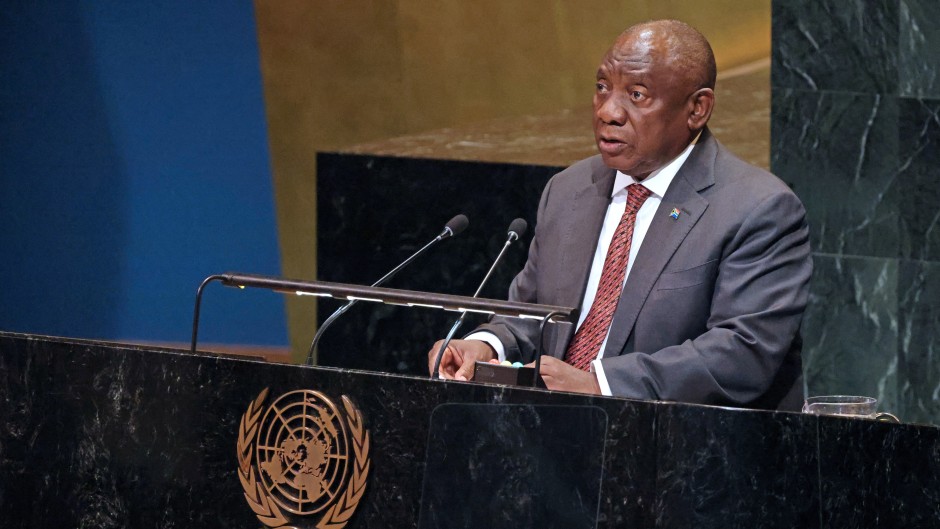 President Cyril Ramaphosa speaks during a United Nations Summit. AFP/Ludovic Marin
