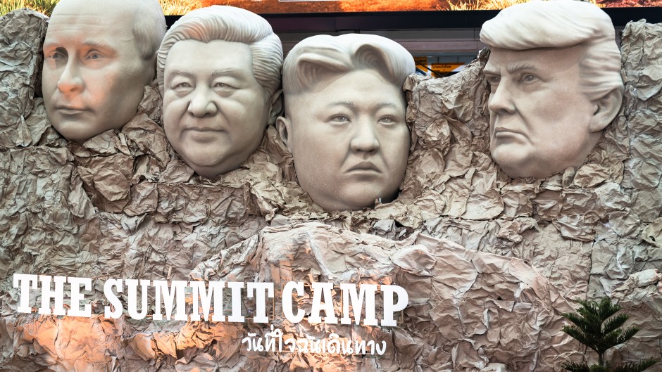 A parody Mount Rushmore sculpture at a shopping mall in Bangkok. AFP/Chanakarn Laosarakham