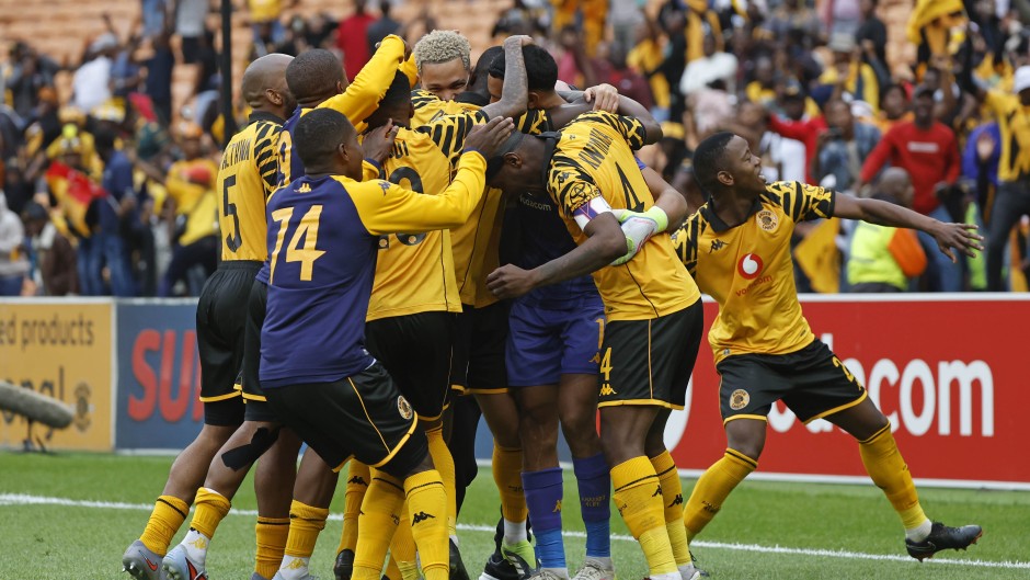 Kaizer Chiefs players celebrate Aden McCarthy's goal. BackpagePix/Gavin Barker