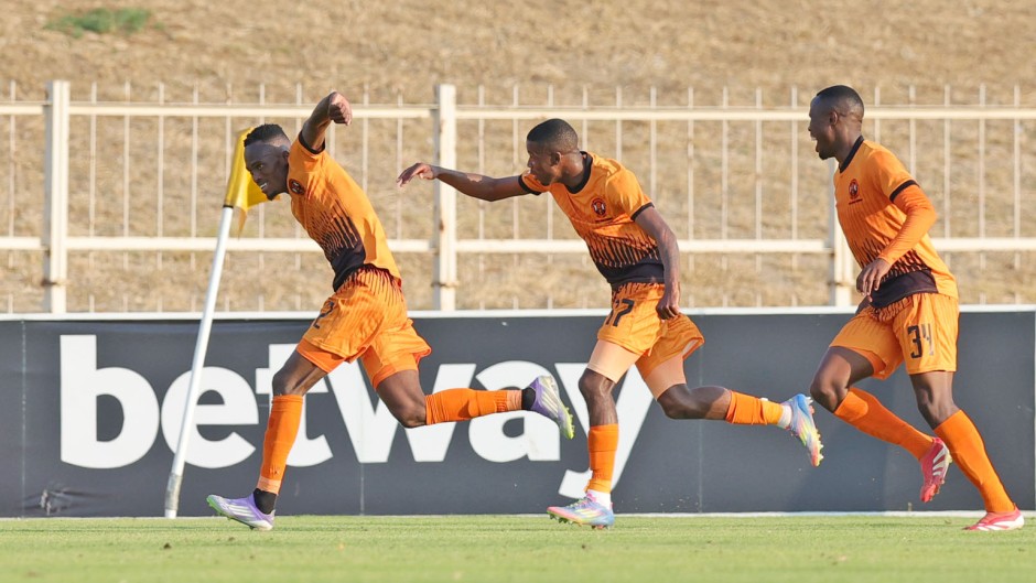 Thabang Matuludi celebrates his goal. BackpagePix/Samuel Shivambu