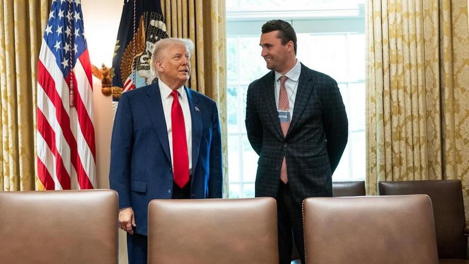 US president Donald Trump and Charlie Kirk