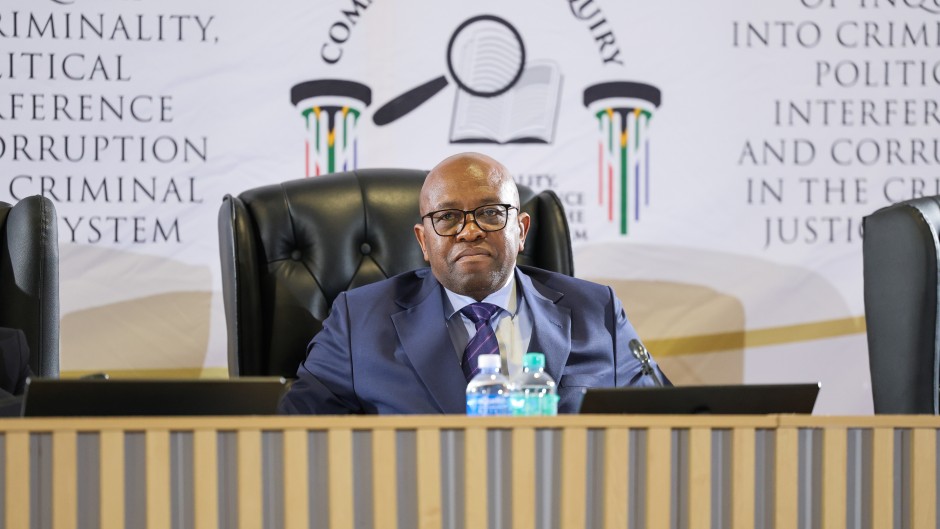 Justice Mbuyiseli Madlanga at the Madlanga Commission Of Inquiry. Gallo Images/Luba Lesolle