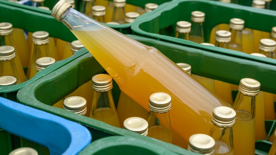 File: Bottles of fruit juice. Patrick Pleul/dpa Picture-Alliance via AFP