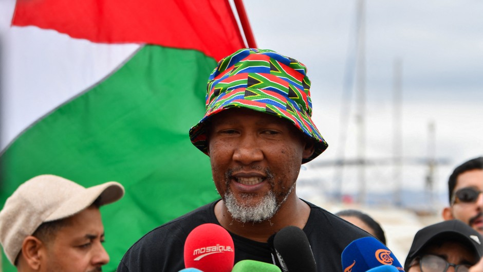 Mandla Mandela seen at the Global Sumud Flotilla gathering at the Tunisian port of Sidi Bou Said. AFP/Fethi Belaid