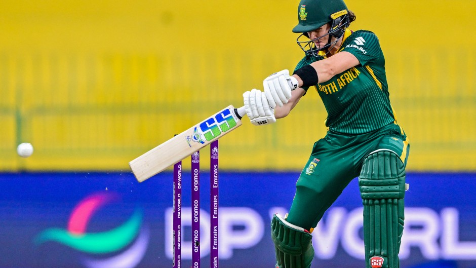 South Africa's captain Laura Wolvaardt plays a shot. AFP/Ishara S. Kodikara