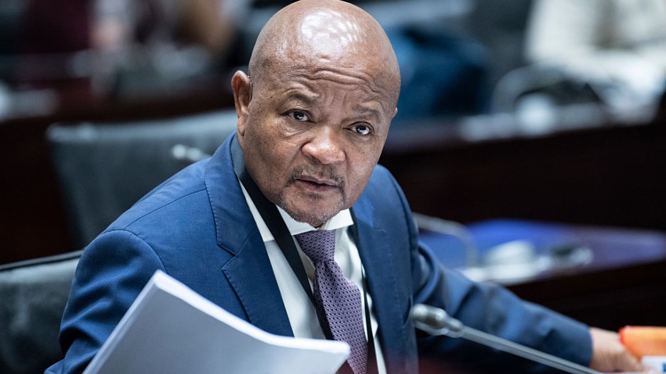 Police Minister Senzo Mchunu at the Parliamentary Ad Hoc Committee inquiry. Brenton Geach/Gallo Images via Getty Images