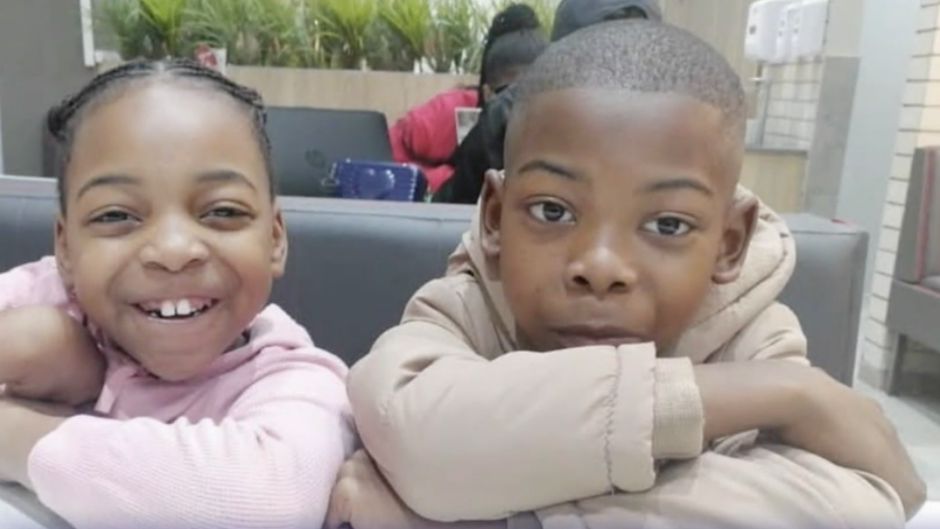 Eight-year-old Aphile and Aphelele Dlamini.