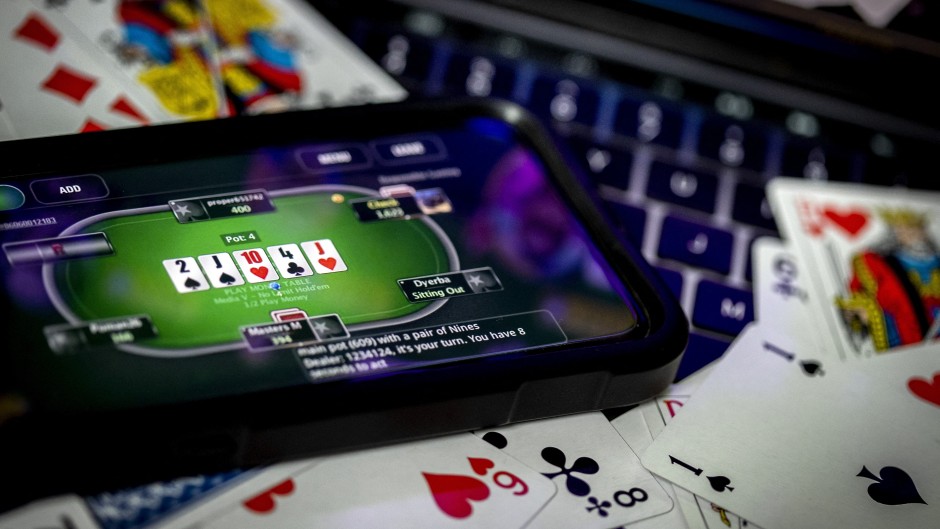 A screen with a website where you can gamble online. Koen van Weel/ANP via AFP