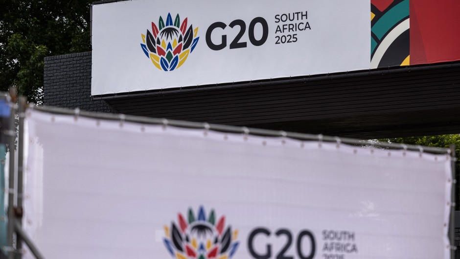 A general view of the G20 South Africa logo ahead of the G20 leader’s summit. AFP/Emmanuel Croset