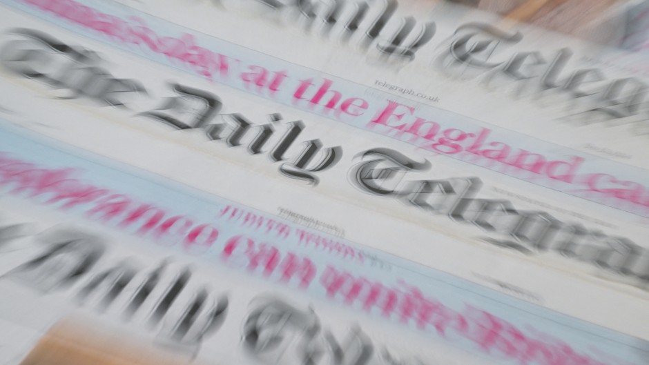 The masthead of British newspaper The Telegraph. AFP/Richard A Brooks
