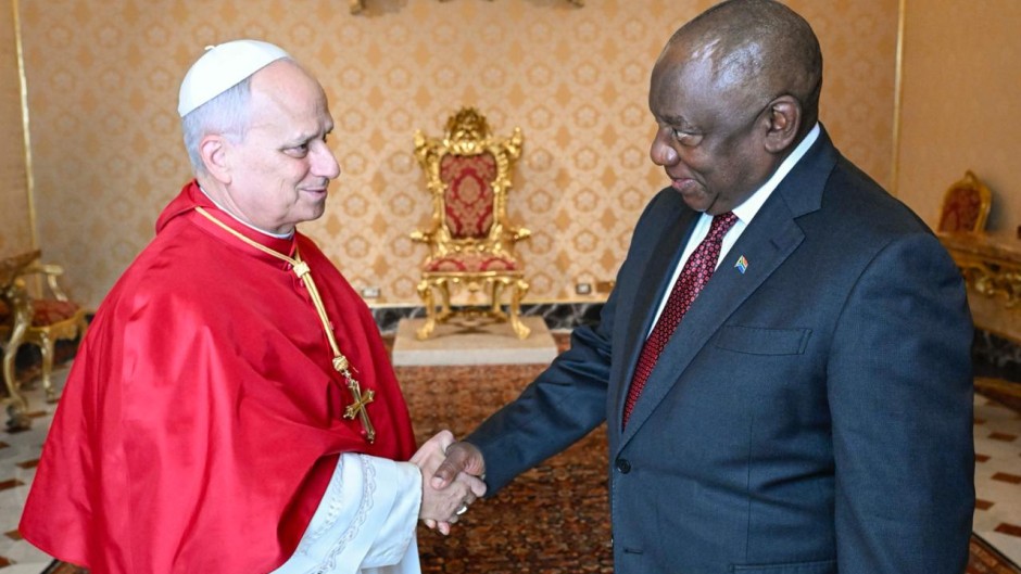 President Cyril Ramaphosa meets with Pope Leo XIV. The Vatican Media