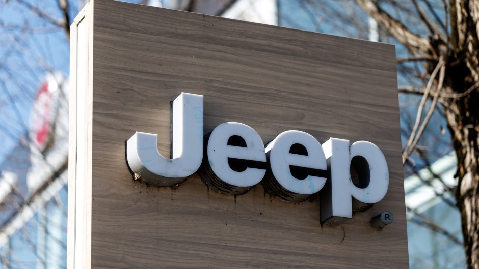 The brand logo of the car manufacturer Jeep. Matthias Balk/dpa via AFP