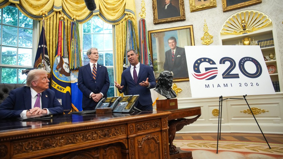 U.S. President Donald Trump announces plans for the 2026 G20 summit. Kevin Dietsch/Getty Images/AFP