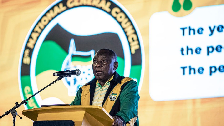 ANC President Cyril Ramaphosa speaks at the 5th National General Council. Per-Anders Pettersson/Getty Images