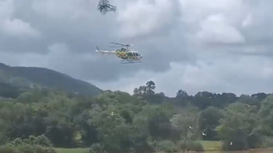 A helicopter searching for the missing soldier.