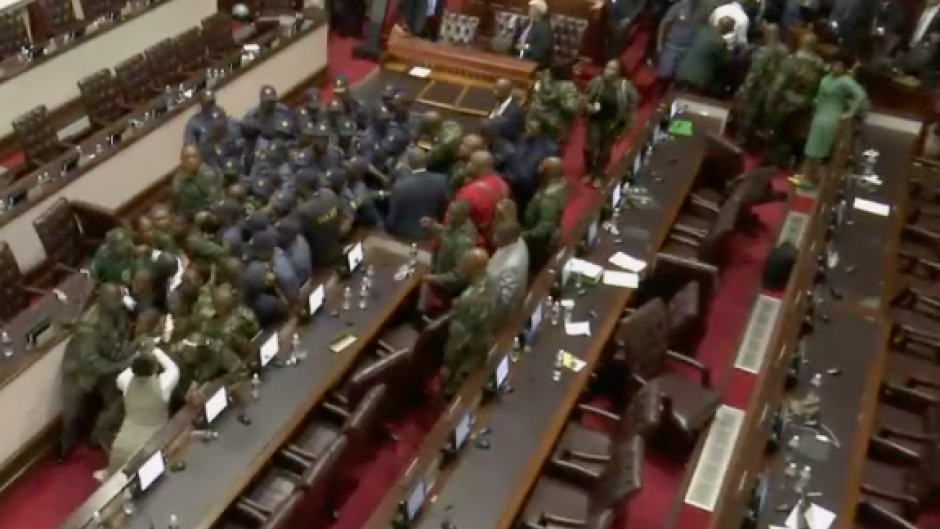 MPs scuffle with SAPS in legislature
