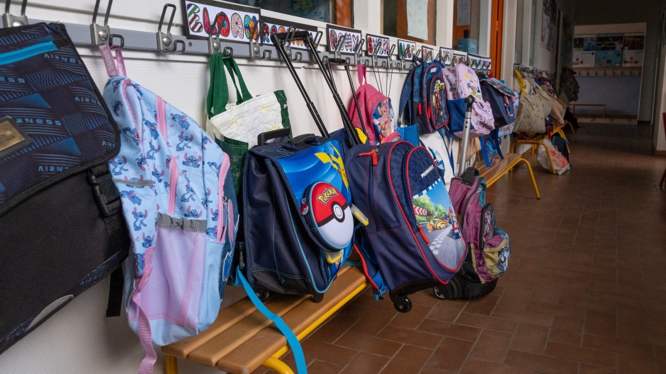 File: School bags inside a classroom. Annabelle Planche/Hans Lucas via AFP