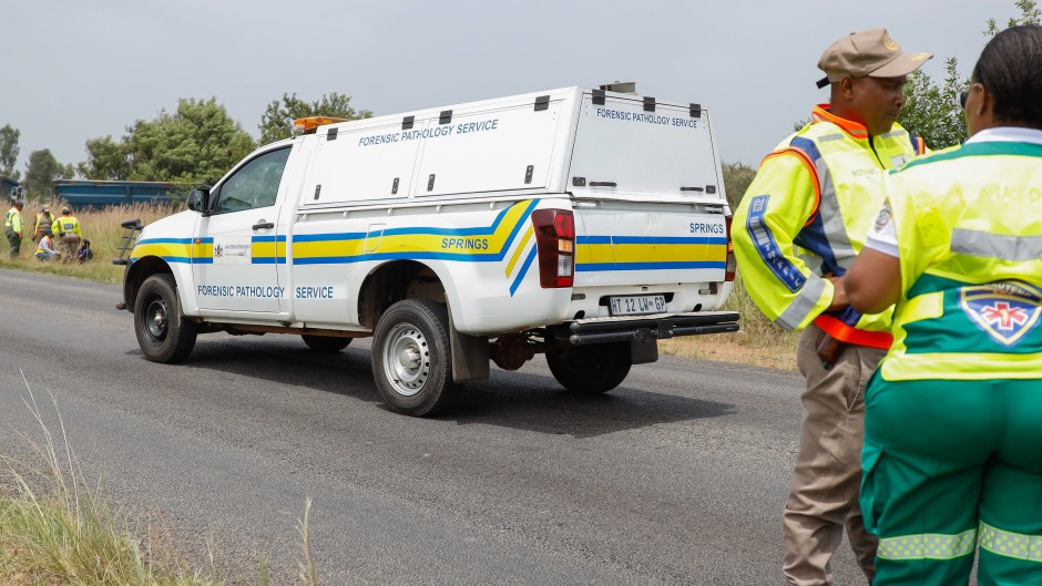 Emergency personnel and police at the scene where a scholar transport vehicle crashed. Gallo Images/Sharon Seretlo