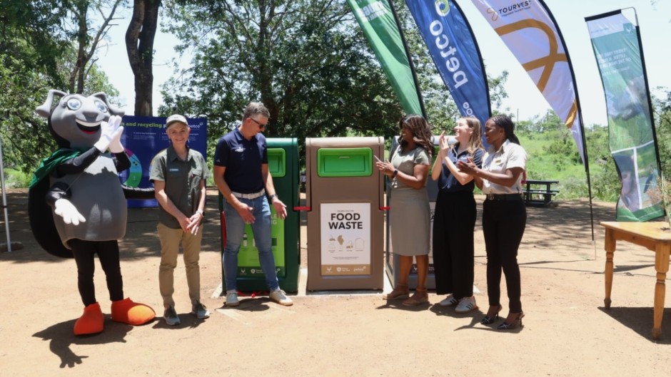 The Tshokwane picnic site near Skukuza was the first of three sites to implement the new animal-proof, three-bin recycling system, with over half a tonne of recyclable product packaging recovered during the recent festive season.