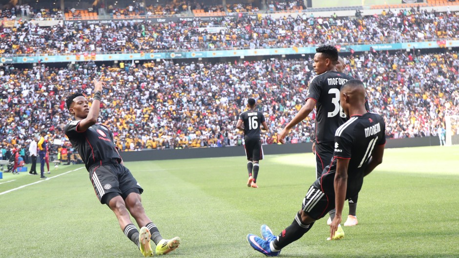 Tshepang Moremi celebrates his goal. BackpagePix/Samuel Shivambu