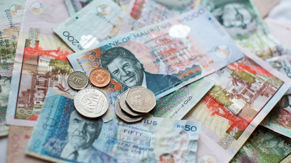 Mauritius Rupee (MUR) notes and coins. GettyImages/Artem Zakharov
