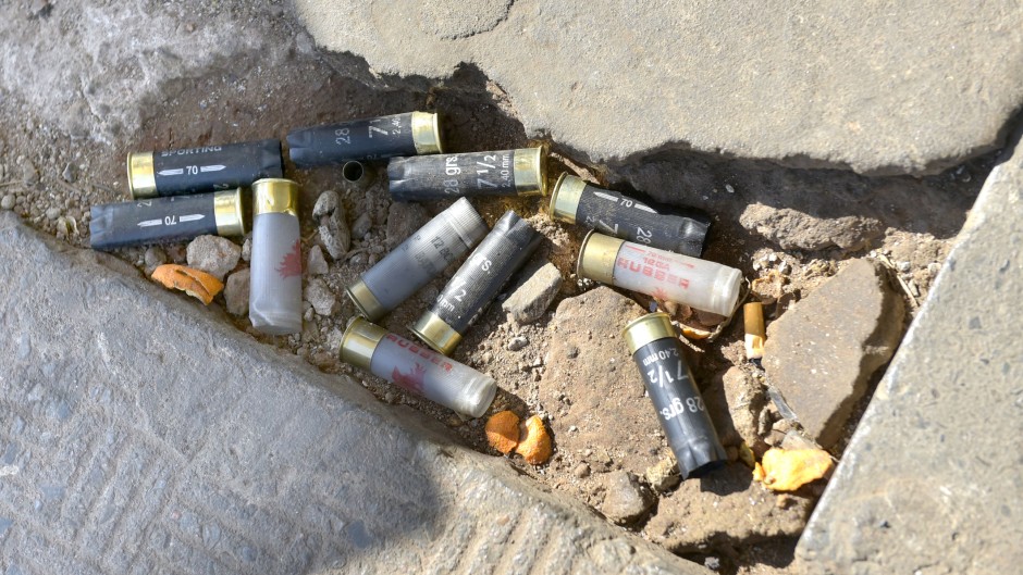 File: Rubber bullet casings on the street. GettyImages/Nigel Jared