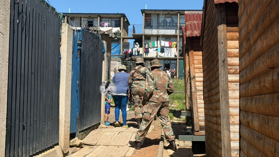 These were the scenes that played out on Wednesday as armed soldiers of the South African National Defence Force (SANDF) moved through homes in Westbury, west of Johannesburg. 