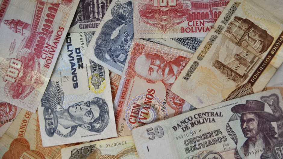 Bolivian Pesos notes. AFP/Alzar Raldes