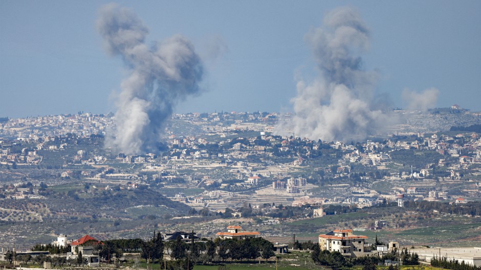 Smoke plumes rise following Israeli bombardment on southern Lebanon near the border with northern Israel. AFP/Jalaa Marey